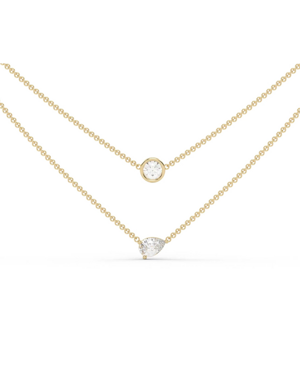 Solitaire + Pear Layered Necklace