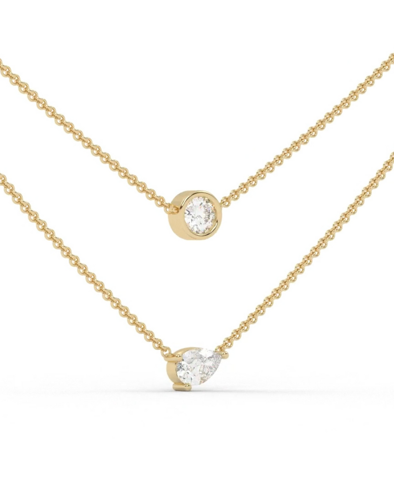 Solitaire + Pear Layered Necklace