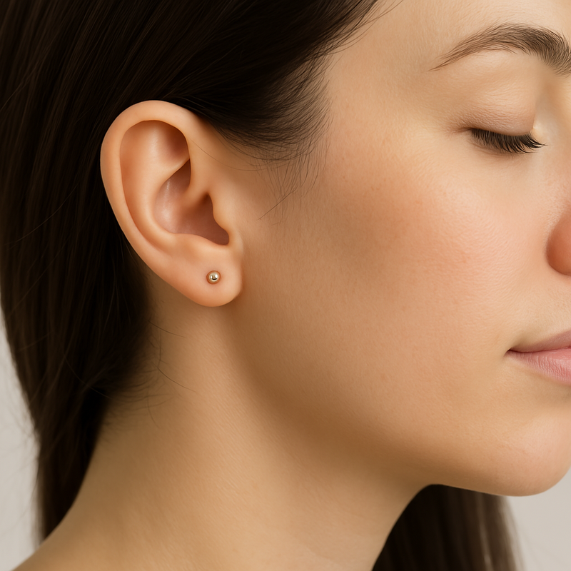 14k Gold Ball Flatback Stud