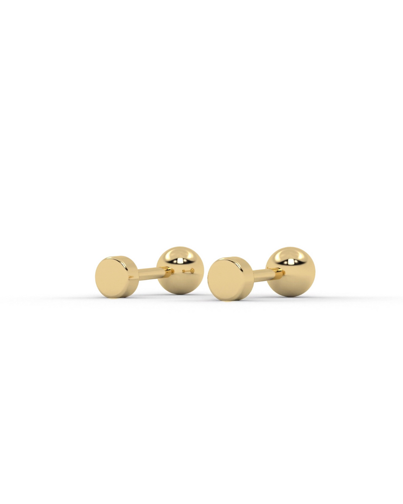 14k Gold Ball Flatback Stud