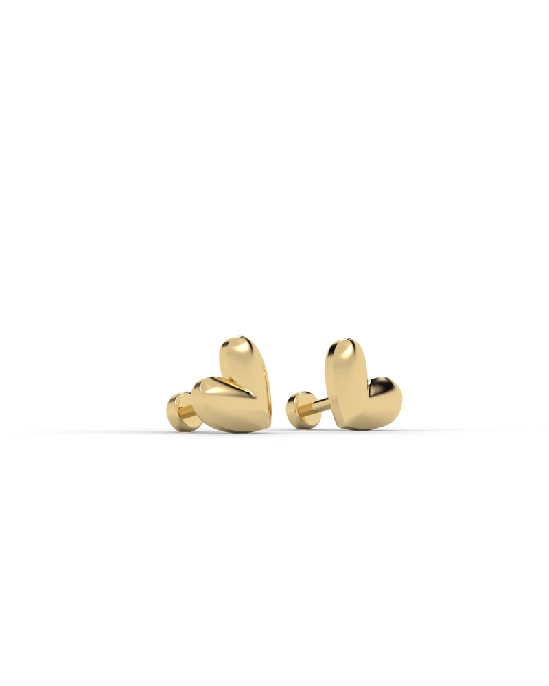 14k Gold Heart Flatback Stud