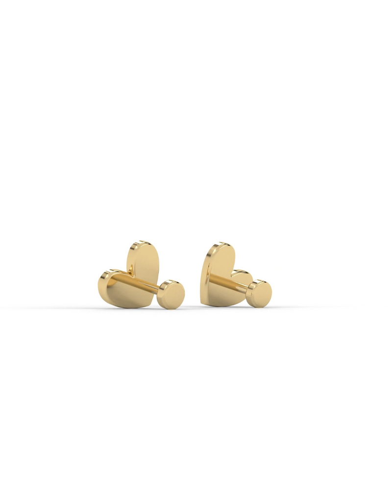 14k Gold Heart Flatback Stud