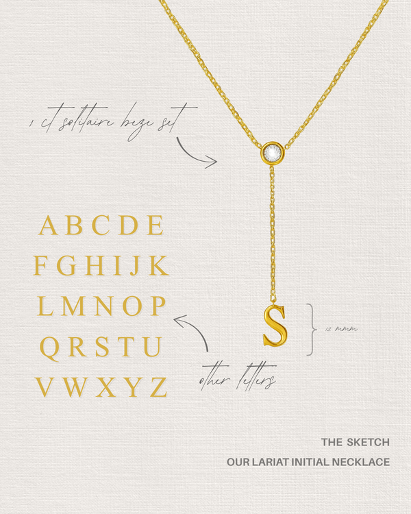 Moissanite Initial Lariat Necklace