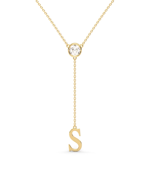 Moissanite Initial Lariat Necklace