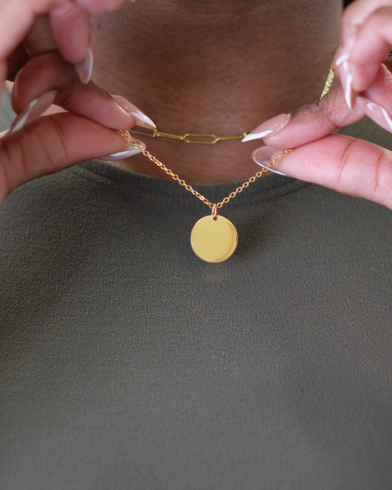 Engraved Disc Necklace